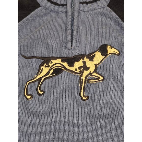 Hartstrings Quarter Zip Dalmatian Sweater Blue Mock Neck Size Small Cotton - Picture 6 of 8